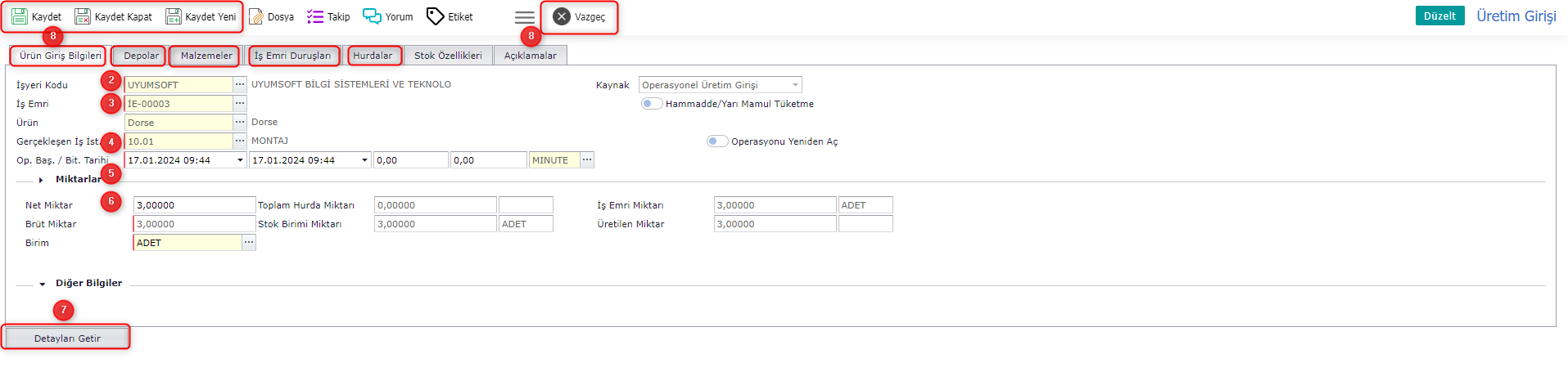 PRD2230 ÜRETİM GİRİŞİ